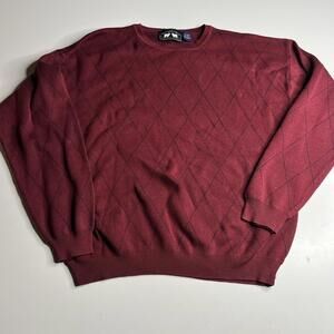Woods &‎ Gray Sweater Mens Large Red Argyle Crew Neck Knit Pullover Classic